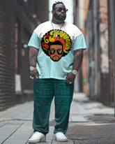 Men's Plus Size Juneteenth Black History Month Photo Print T-Shirt Pants Suit